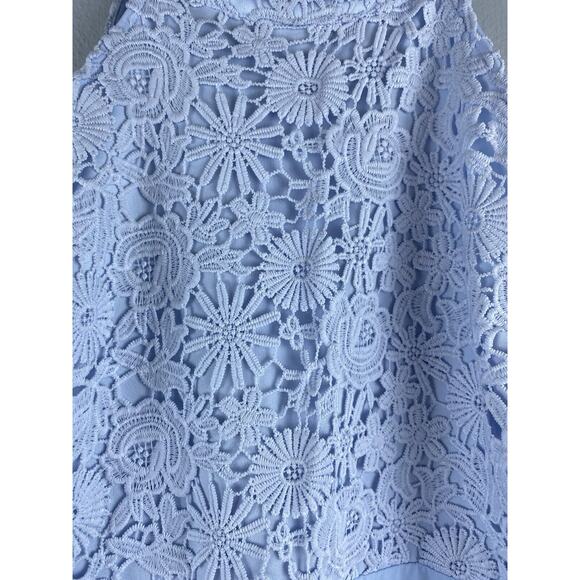 Lulus Sz Small Lover's Game Baby Blue Lace Chiffon Halter Skater Dress - Picture 5 of 16